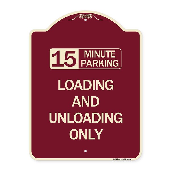 15 Minute Parking Loading and Unloading Heavy-Gauge Aluminum Sign, 24" x 18", BU-1824-24597